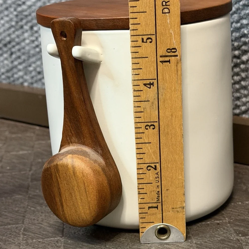 Hearth & Hand Magnolia Stoneware Coffee Canister With Wood Lid & Spoon Farmhouse